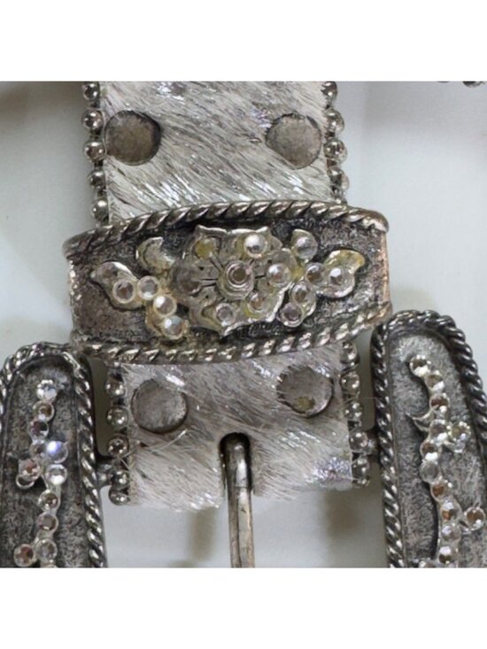 LEATHEROCK Womens Silver Metallic Belt Crystal Embellished  display picture 3